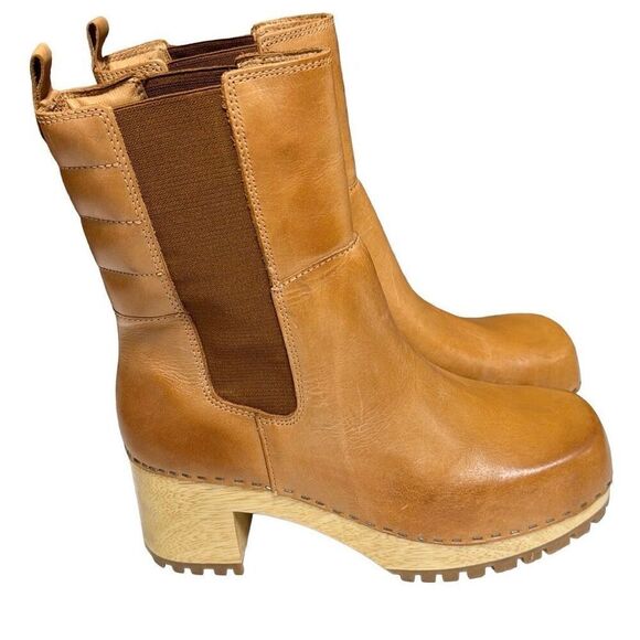 MIA Tan Justina Clog Leather Boots Size 10 - Picture 1 of 9